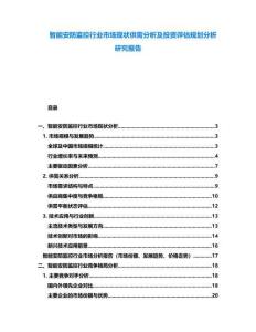 智能安防監控行業市場現狀供需分析及投資評估規劃分析研究報告