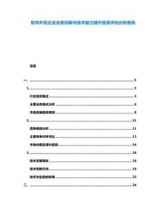 軟件外包企業業務創新與技術能力提升投資評估分析報告