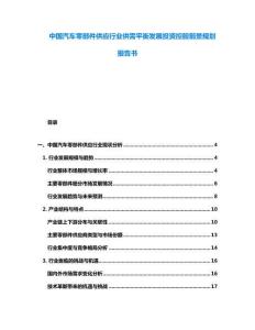 中國汽車零部件供應行業(yè)供需平衡發(fā)展投資控股前景規(guī)劃報告書
