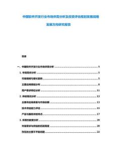中國軟件開發行業市場供需分析及投資評估規劃發展戰略發展方向研究報告
