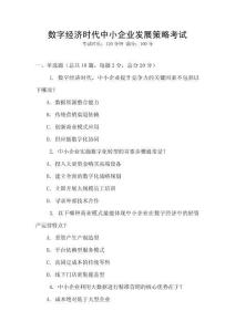 數(shù)字經(jīng)濟(jì)時代中小企業(yè)發(fā)展策略考試