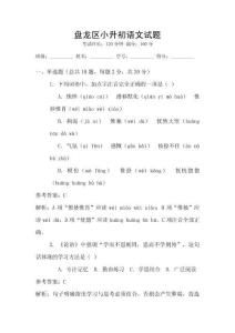 盤龍區小升初語文試題