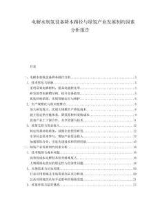 電解水制氫設備降本路徑與綠氫產業發展制約因素分析報告