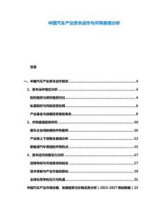 中國汽車產(chǎn)業(yè)資本運作與并購重組分析