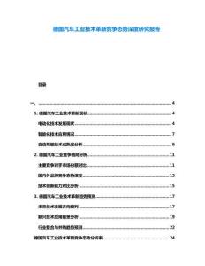 德國(guó)汽車工業(yè)技術(shù)革新競(jìng)爭(zhēng)態(tài)勢(shì)深度研究報(bào)告