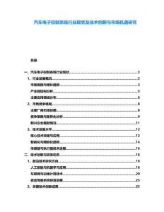 汽車(chē)電子控制系統(tǒng)行業(yè)現(xiàn)狀及技術(shù)創(chuàng)新與市場(chǎng)機(jī)遇研究