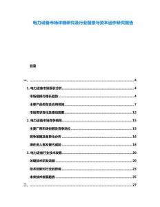 電力設(shè)備市場(chǎng)詳細(xì)研究及行業(yè)前景與資本運(yùn)作研究報(bào)告