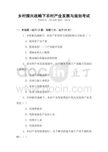 鄉村振興戰略下農村產業發展與規劃考試
