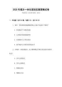 2025年城鄉(xiāng)一體化規(guī)劃實施策略試卷
