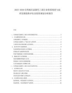 2025-2030臺灣地區晶圓代工商行業供需現狀與技術發展趨勢評估及投資規劃分析報告