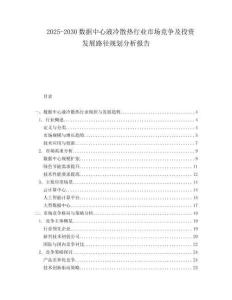 2025-2030數據中心液冷散熱行業市場競爭及投資發展路徑規劃分析報告