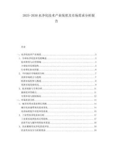 2025-2030水凈化技術產業現狀及市場需求分析報告