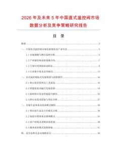2026年及未來5年中國直式溫控閥市場數據分析及競爭策略研究報告
