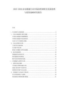2025-2030水電暖通行業(yè)市場深度調研及發(fā)展趨勢與投資戰(zhàn)略研究報告