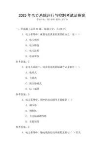 2025年電力系統(tǒng)運行與控制考試及答案
