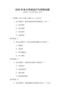 2025年電力系統(tǒng)運行與控制試題