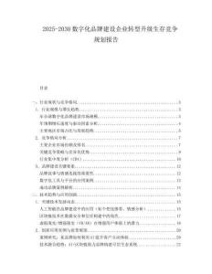 2025-2030數字化品牌建設企業轉型升級生存競爭規劃報告