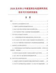 2026及未來5年氬弧焊及電弧焊兩用機項目可行性研究報告