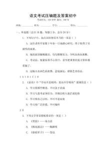語文考試壓軸題及答案初中