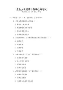 企業(yè)文化建設(shè)與品牌戰(zhàn)略考試