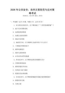 2026年公共安全：自然災害防范與應對策略考試