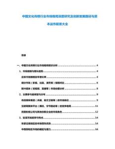 中國文化傳媒行業(yè)市場格局深度研究及創(chuàng)新發(fā)展路徑與資本運作前景大全