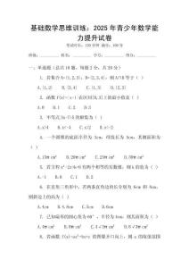 基礎(chǔ)數(shù)學(xué)思維訓(xùn)練：2025年青少年數(shù)學(xué)能力提升試卷