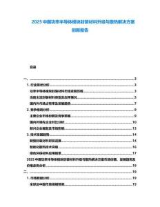2025中國功率半導(dǎo)體模塊封裝材料升級與散熱解決方案創(chuàng)新報告