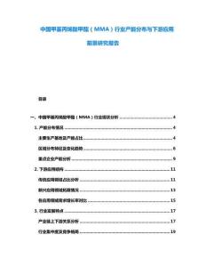 中國甲基丙烯酸甲酯（MMA）行業(yè)產(chǎn)能分布與下游應用前景研究報告