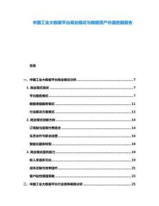 中國工業大數據平臺商業模式與數據資產價值挖掘報告