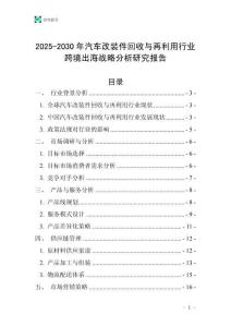 2025-2030年汽車改裝件回收與再利用行業跨境出海戰略分析研究報告