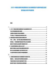 2025中國注塑機電塑聯(lián)動行業(yè)發(fā)展現(xiàn)狀與塑料制品及投資效益分析評估報告