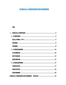 白酒企業(yè)上市路徑選擇與資本戰(zhàn)略報(bào)告
