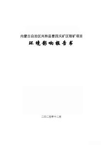 內(nèi)蒙古礦業(yè)內(nèi)蒙古自治區(qū)興和縣曹四夭礦區(qū)鉬礦項目報告書