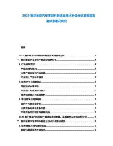 2025塞爾維亞汽車零部件制造業(yè)技術(shù)升級(jí)分析及智能制造體系建設(shè)研究