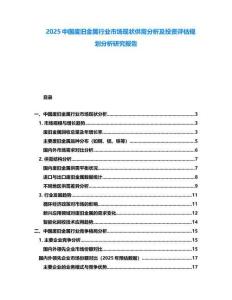 2025中國(guó)廢舊金屬行業(yè)市場(chǎng)現(xiàn)狀供需分析及投資評(píng)估規(guī)劃分析研究報(bào)告