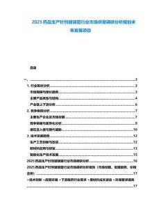 2025藥品生產(chǎn)針劑玻璃管行業(yè)市場供需調(diào)研分析規(guī)劃未來發(fā)展項目
