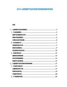 2025山西煤層氣綜合利用可持續(xù)發(fā)展研究項(xiàng)目