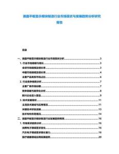 液晶平板顯示模塊制造行業(yè)市場現(xiàn)狀與發(fā)展趨勢分析研究報告