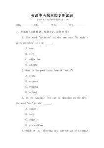 英語中考東營市專用試題