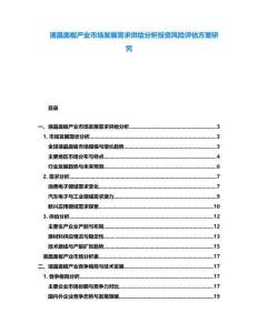 液晶面板產(chǎn)業(yè)市場發(fā)展需求供給分析投資風險評估方案研究