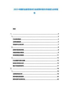 2025中國職業(yè)教育培訓行業(yè)政策環(huán)境與市場潛力分析報告