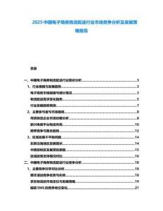 2025中國電子商務物流配送行業(yè)市場競爭分析及發(fā)展策略報告