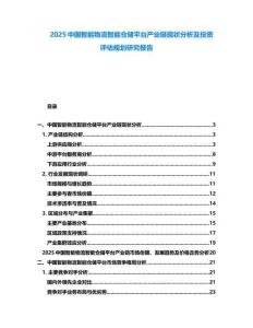 2025中國智能物流智能倉儲平臺產(chǎn)業(yè)鏈現(xiàn)狀分析及投資評估規(guī)劃研究報告