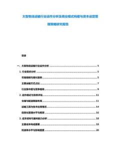 大型物流運輸行業(yè)運作分析及商業(yè)模式構建與資本運營管理策略研究報告