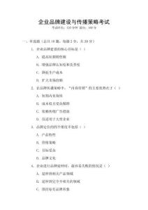 企業(yè)品牌建設(shè)與傳播策略考試