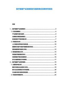 醫(yī)療健康產(chǎn)業(yè)發(fā)展規(guī)劃與服務(wù)模式創(chuàng)新研究報(bào)告