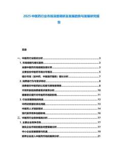 2025中醫(yī)藥行業(yè)市場深度調(diào)研及發(fā)展趨勢與發(fā)展研究報告