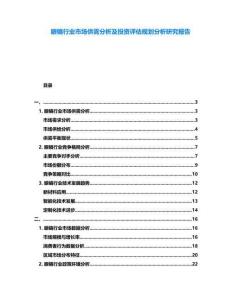 眼鏡行業(yè)市場供需分析及投資評估規(guī)劃分析研究報告