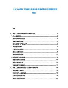 2025中國人工智能技術(shù)商業(yè)化應用趨勢與市場前景預測報告